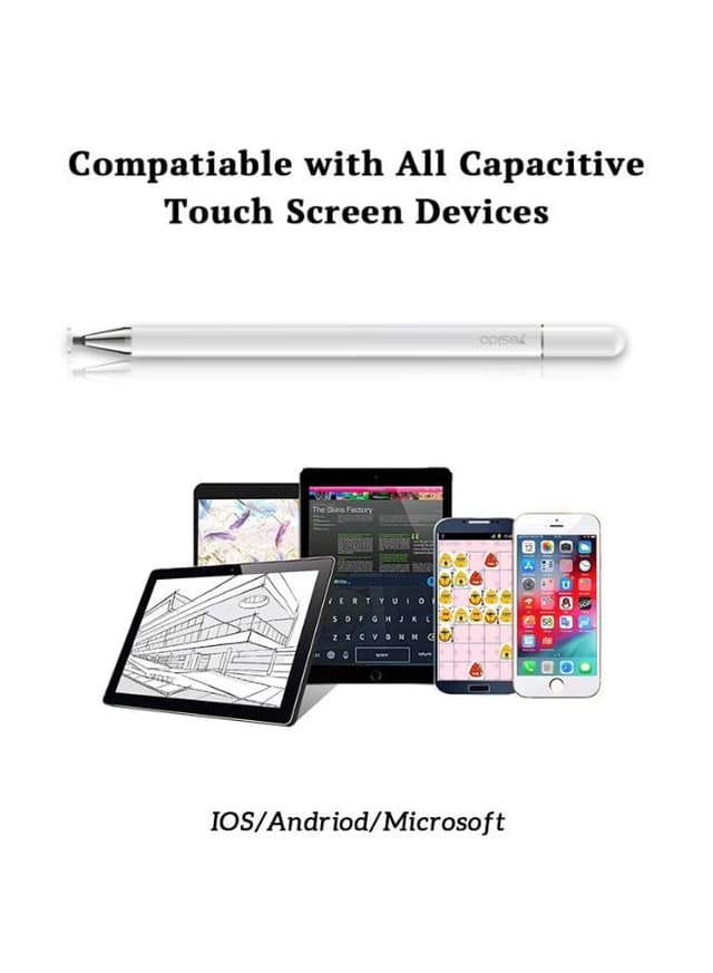 قلم لمس للرسم عالي الدقة أبيض | Capacitive Stylus Pen