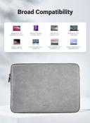 UGREEN Laptop Sleeve 13.3 Inch Compatible with MacBook Air 13 2021 2020 2019 PU Leather Case Water-Resistant Soft Padded Zipper Protective Briefcase-Gray