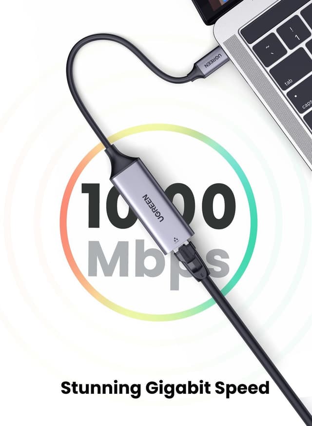 UGREEN USB C to Ethernet Adapter Gigabit RJ45 Wired Network Thunderbolt 3 LAN Compatible with MacBook Surface Pro iPad Pro 2021 Switch PS5 XPS15 13 Galaxy Tabs