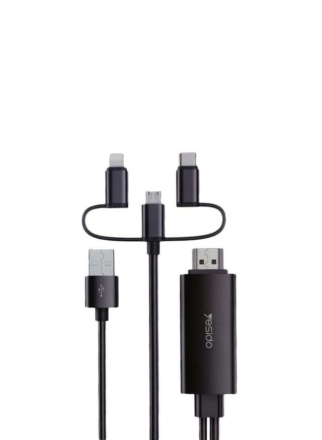 سلك اتش دي للجوال 3 في 1 بدقة 4K يسديو Yesido 3 In 1 HDMI Cable For Lightning & Micro & Type-C