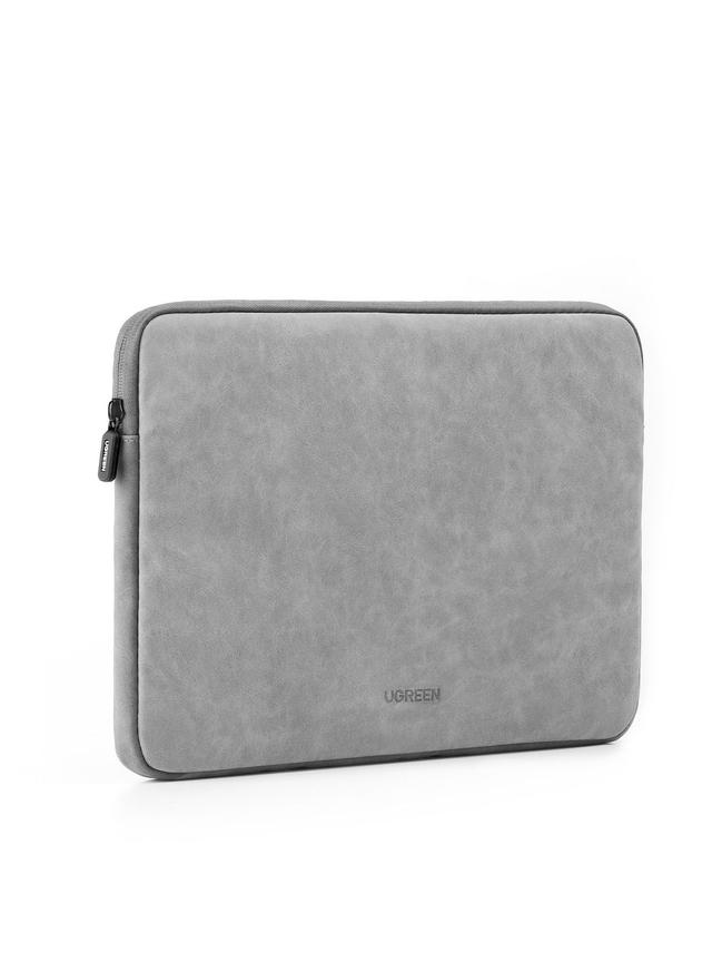 UGREEN Laptop Sleeve 13.3 Inch Compatible with MacBook Air 13 2021 2020 2019 PU Leather Case Water-Resistant Soft Padded Zipper Protective Briefcase-Gray