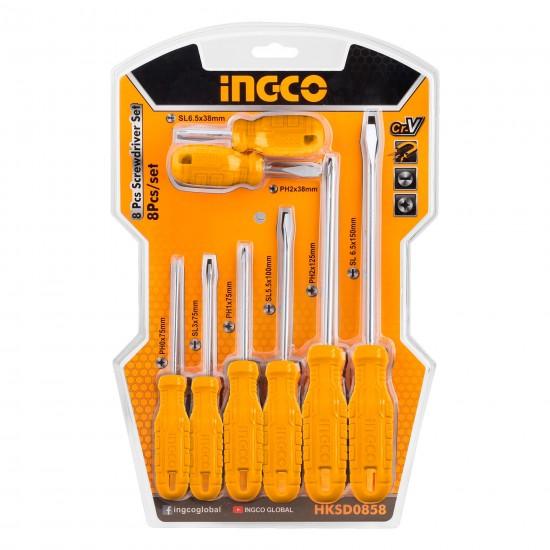 مجموعة مفكات براغي 8 قطع INGCO High Quality 8 Pc Screwdriver Set