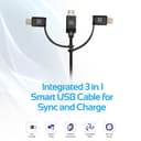 كيبل شحن متعدد الإستخدامات 3 في 1 - 1.2 متر   PROMATE Apple MFi Trio-ended Charge and Sync Cable