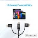 كيبل شحن متعدد الإستخدامات 3 في 1 - 1.2 متر   PROMATE Apple MFi Trio-ended Charge and Sync Cable