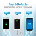 كيبل شحن متعدد الإستخدامات 3 في 1 - 1.2 متر   PROMATE Apple MFi Trio-ended Charge and Sync Cable