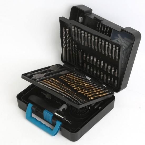 Vtools 204 Piece Drill Bit Set With HSS Bits and Storage Case For Metal, Wood, and Concrete Drilling