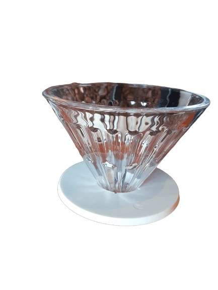 قمع تقطير (قمع ترشيح) القهوة مع قاعدة قابلة للفك - أبيض Timemore Crystal Eye Glass Dripper 02 PC Holder