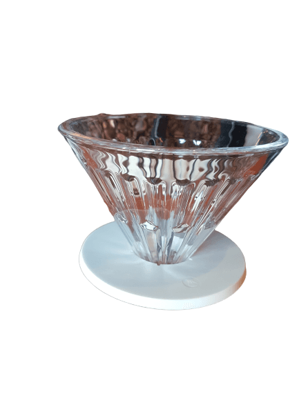 قمع تقطير (قمع ترشيح) القهوة مع قاعدة قابلة للفك - أبيض Timemore Crystal Eye Glass Dripper 02 PC Holder