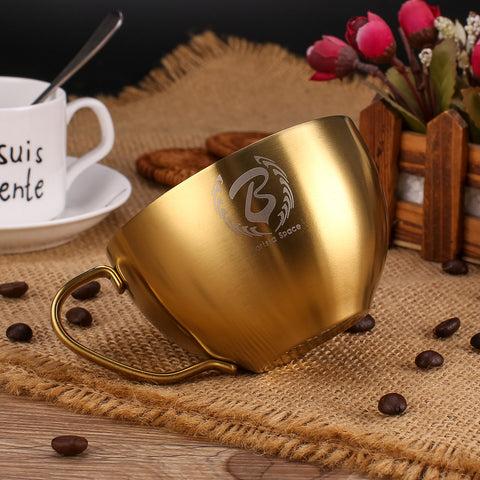 فنجان قهوة ستانلس ستيل 250ml ذهبي رملي | Barista Space Latte Art Cup - SW1hZ2U6NTY4NjUz
