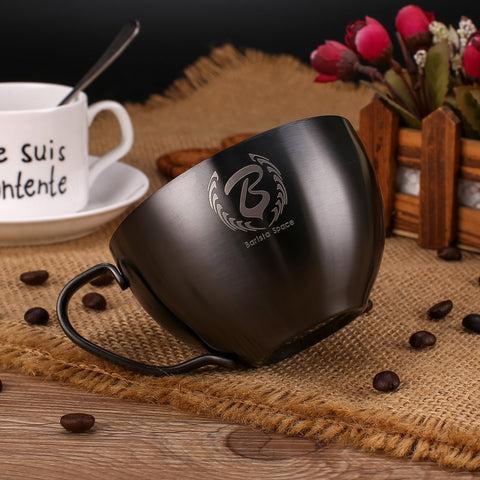 فنجان قهوة ستانلس ستيل 250ml أسود رملي | Barista Space Latte Art Cup - SW1hZ2U6NTY4NjM5