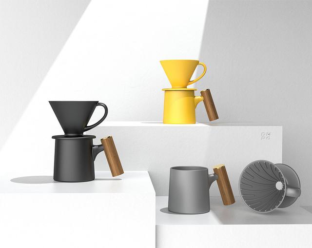 قمع قهوة V60 سيراميك 450 مل دي اتش بي او DHPO V60 Ceramic Pourover Coffee Brewer Set