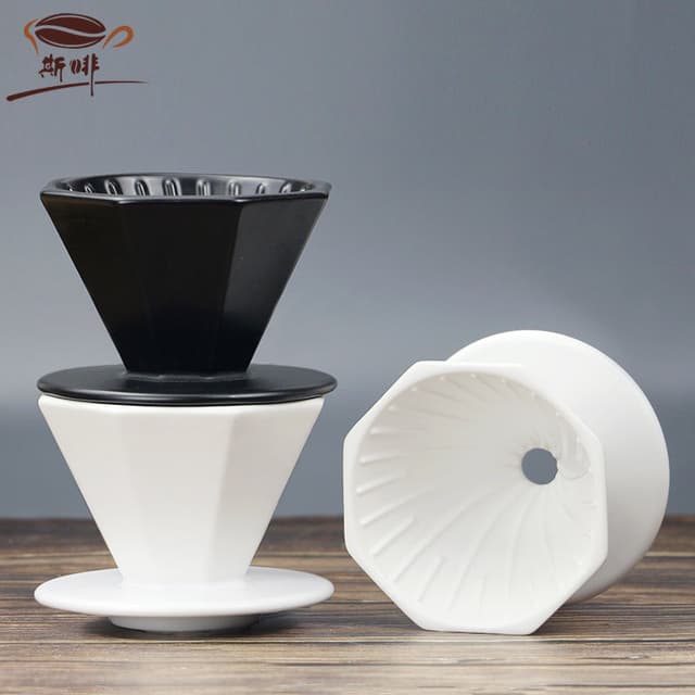 وعاء تقطير V60 للقهوة سيراميك سعة  كوبين Octagonal-Shaped Ceramic Dripper - Saraya