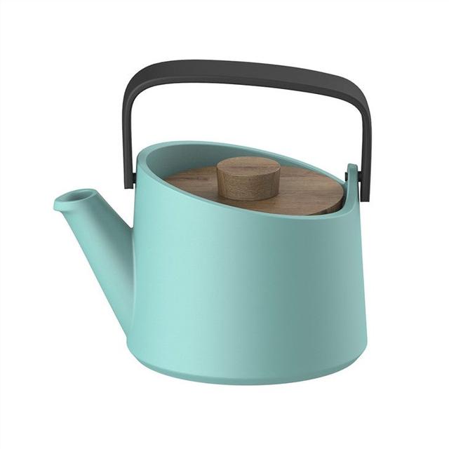 ابريق شاي صغير سيراميك 800 مل دي اتش بي او DHPO Ceramic Large Teapot with Infuser & Wooden Lid - SW1hZ2U6NTcxMzk1