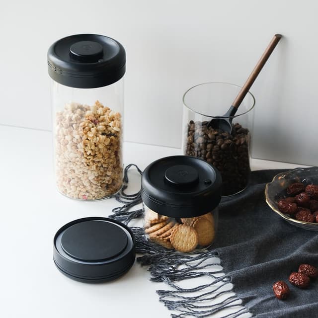 برطمان قهوة زجاجي 800 مل - أسود Timemore Vacuum Sealed Glass Canister