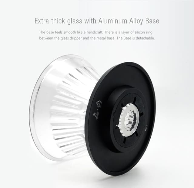 قمع تقطير (قمع ترشيح) القهوة مع قاعدة قابلة للفك- أسود Timemore Crystal Eye Glass Dripper 02 PC Holder