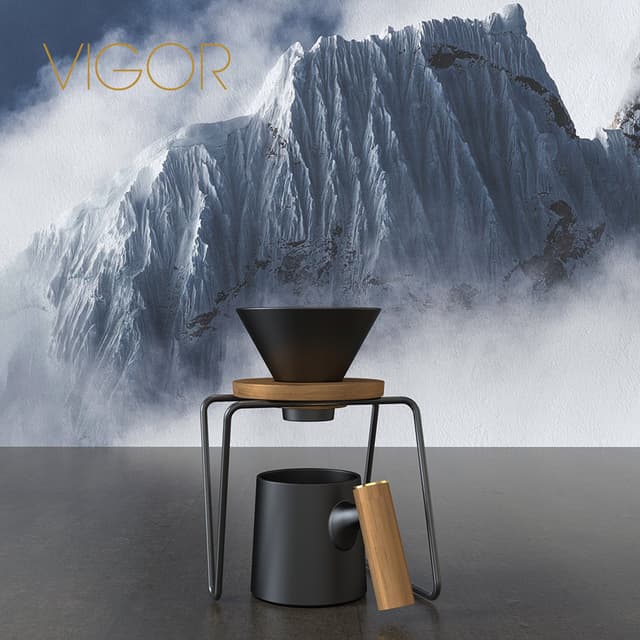 وعاء تقطير V60 مع ستاند بسعة 450 مل DHPO Porcelain V60 Coffee Drip Set with Stainless Steel Stand