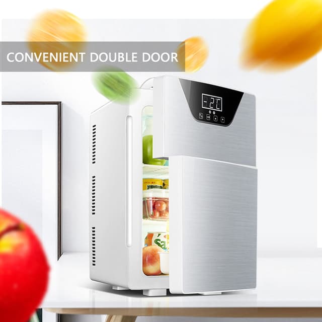 ثلاجة صغيرة لغرفة النوم 20 لتر مع شاحن سيارة وبابين COOLBABY CZBX21 Dual-Door Mini Fridge with Adjustable Temperature Control