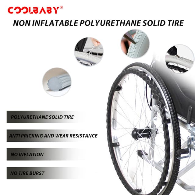 Cool Baby COOLBABY QBLY01 Lightweight Folding Aluminum Manual Wheelchair Thickened Elderly Medline Wheelchairs Adjustable Seat Cushion - 217080