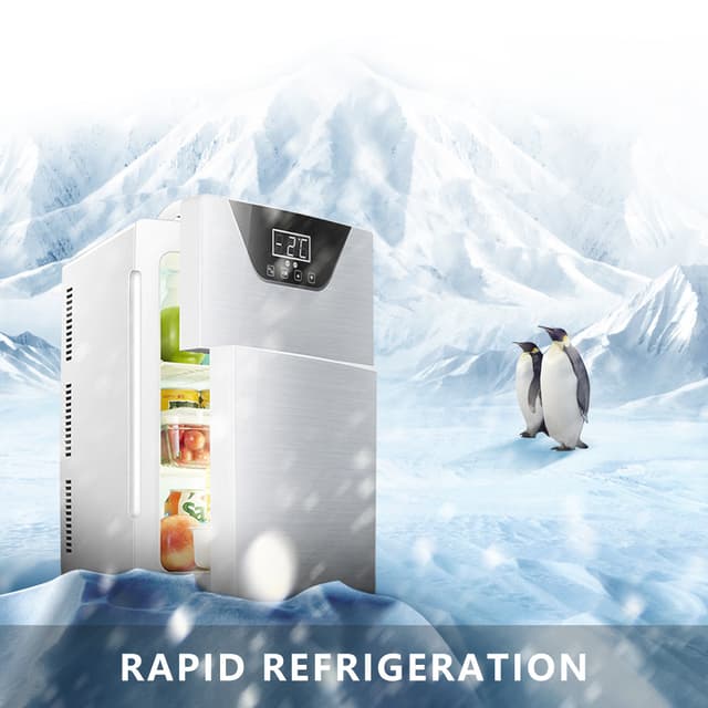 ثلاجة صغيرة لغرفة النوم 20 لتر مع شاحن سيارة وبابين COOLBABY CZBX21 Dual-Door Mini Fridge with Adjustable Temperature Control