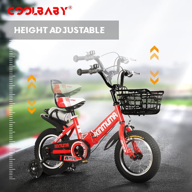 Cool Baby COOLBABY YL66 Kids Bike with Hand Brake and Basket for Ages 3-12 Years, 12/16 Inch Children Bikes Bicycles with Training Wheels and Fenders
