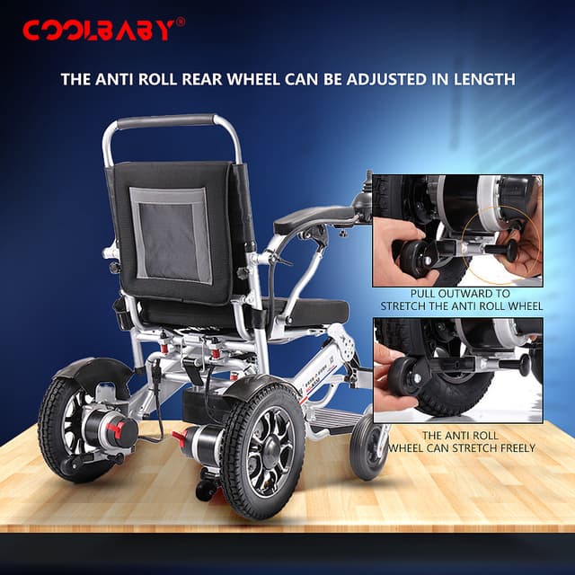 Cool Baby COOLBABY DDLY01 Lightweight Folding Electric Wheelchair Intelligent Aluminum Alloy Four-wheel Drive Power Not Slip Wheelchairs for Adults
