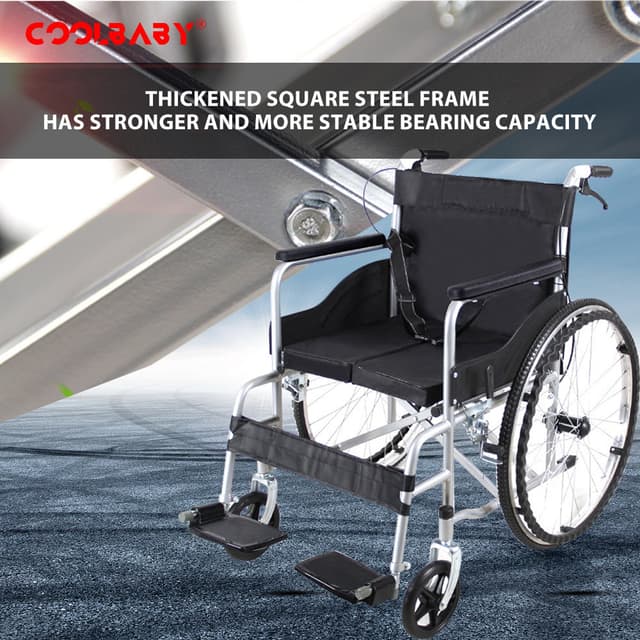 Cool Baby COOLBABY QBLY01 Lightweight Folding Aluminum Manual Wheelchair Thickened Elderly Medline Wheelchairs Adjustable Seat Cushion - 217082