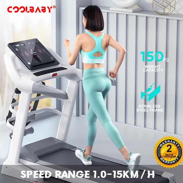 سير كهربائي 14.8 كم بالساعة 4 حصان 150 كيلو قابل للطي مكبر صوت هاي فاي كوول بيبي COOLBABY PBJ27 Fitness Automatic Motorized Treadmill