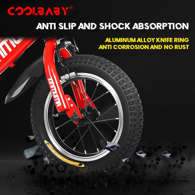 Cool Baby COOLBABY YL66 Kids Bike with Hand Brake and Basket for Ages 3-12 Years, 12/16 Inch Children Bikes Bicycles with Training Wheels and Fenders