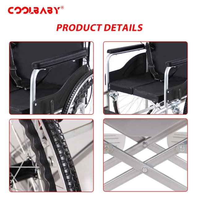 Cool Baby COOLBABY QBLY01 Lightweight Folding Aluminum Manual Wheelchair Thickened Elderly Medline Wheelchairs Adjustable Seat Cushion - 217083