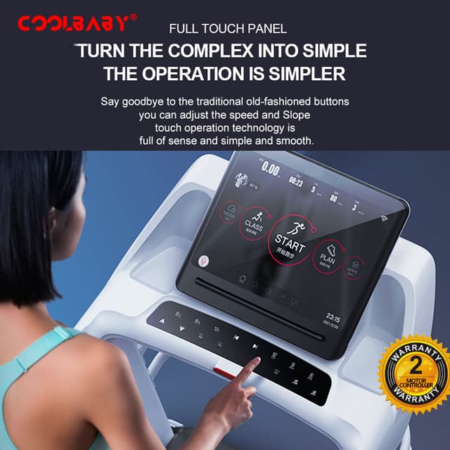 سير كهربائي 14.8 كم بالساعة 4 حصان 150 كيلو قابل للطي مكبر صوت هاي فاي كوول بيبي COOLBABY PBJ27 Fitness Automatic Motorized Treadmill