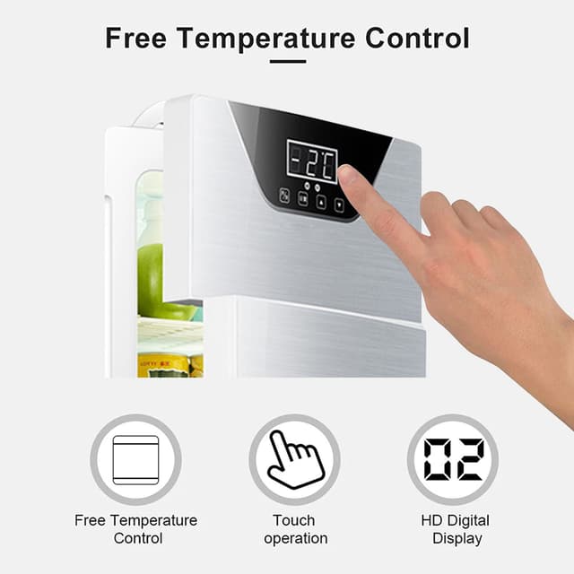 ثلاجة صغيرة لغرفة النوم 20 لتر مع شاحن سيارة وبابين COOLBABY CZBX21 Dual-Door Mini Fridge with Adjustable Temperature Control