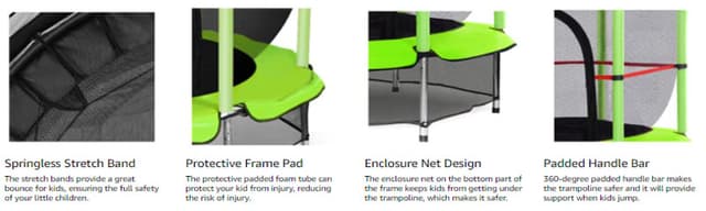 Cool Baby COOLBABY BBC02 5 FT Kids Trampoline | Heavy Duty Frame Round Fitness Trampoline with Built-in Zipper