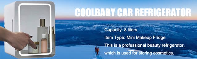 Cool Baby COOLBABY CZBXHZJ Mini Makeup Fridge 8L Portable Cosmetic Refrigerator Beauty Skin Care Freezer in Home & Car With Mirror & Led Lighting