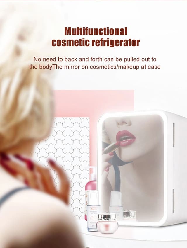 Cool Baby COOLBABY CZBXHZJ Mini Makeup Fridge 8L Portable Cosmetic Refrigerator Beauty Skin Care Freezer in Home & Car With Mirror & Led Lighting