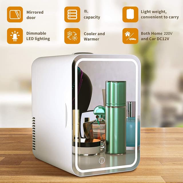 Cool Baby COOLBABY CZBXHZJ Mini Makeup Fridge 8L Portable Cosmetic Refrigerator Beauty Skin Care Freezer in Home & Car With Mirror & Led Lighting