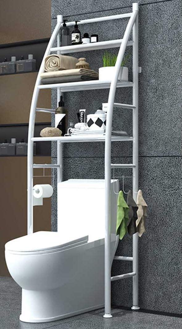 رفوف حمامات معدن أبيض كول بيبي Cool Baby ZWJ Metal Toilet Cabinet Shelving Kitchen Bathroom Space Saver Shelf Organizer Holder New