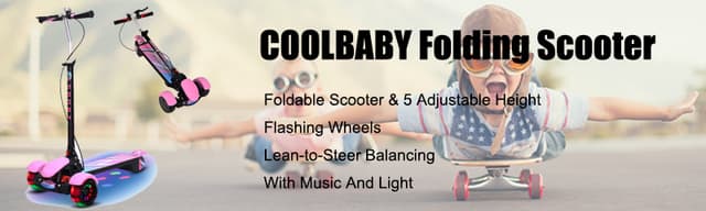 Cool Baby COOLBABY 688 3 Wheel Kids Kick Scooter Children's Folding Adjustable Height Scooters For Ages 3-16 Years With Music And Light - 215688