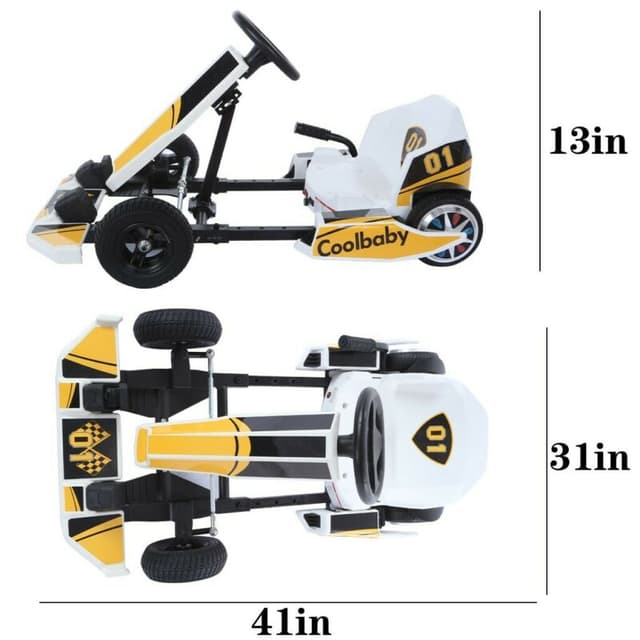 سكوتر كهربائي درفت للبالغين وللأطفال - 36 فولت - أبيض وأصفر COOLBABY DP10-OR-LHX electric scooter go cart electric