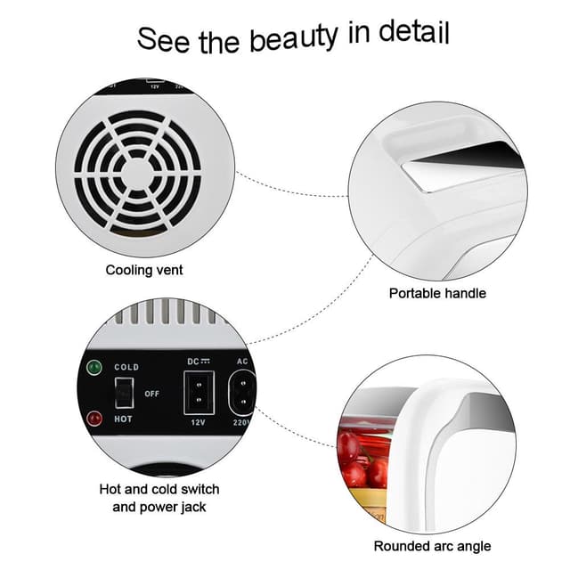 Cool Baby COOLBABY CZBX06 Mini Fridge 6 Liter Dual Use Small Refrigerator Car/Home Cooler Warmer Portable Freezer Heating & Cooling Makeup Fridge