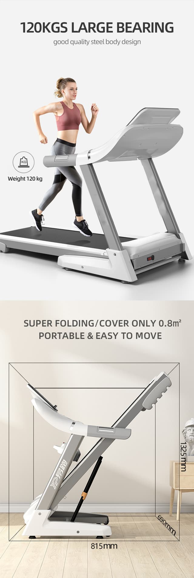 Cool Baby COOLBABY PBJ23 Fitness Automatic Treadmill - Foldable Motorized Walking & Running Machine - with 10 inch Touchscreen & Auto Incline - SW1hZ2U6NTk3NDUx