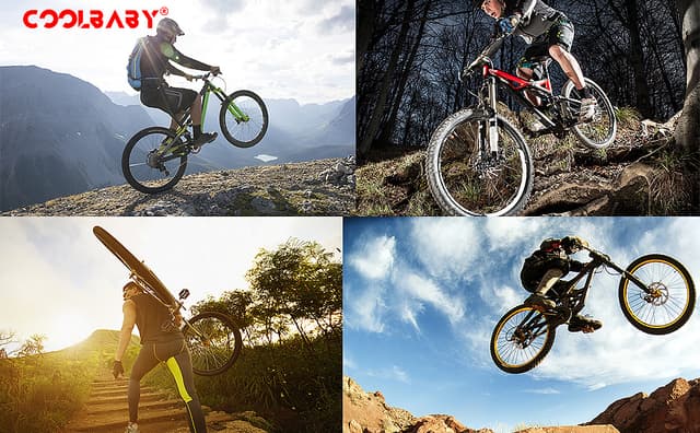 Cool Baby COOLBABY ZXCA1 Mountain Bike 26 inch Folding Bikes with Iron mountain frame, Featuring Ordinary double cutter ring and 21 Speed Shifter, Anti-Slip Bicycles（Gifts: helmets and gloves）