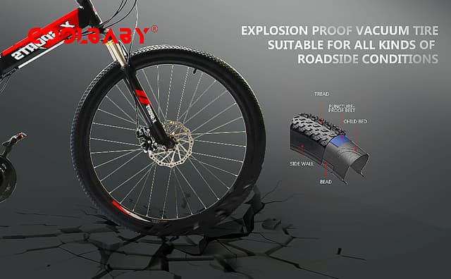 Cool Baby COOLBABY ZXCA1 Mountain Bike 26 inch Folding Bikes with Iron mountain frame, Featuring Ordinary double cutter ring and 21 Speed Shifter, Anti-Slip Bicycles（Gifts: helmets and gloves）