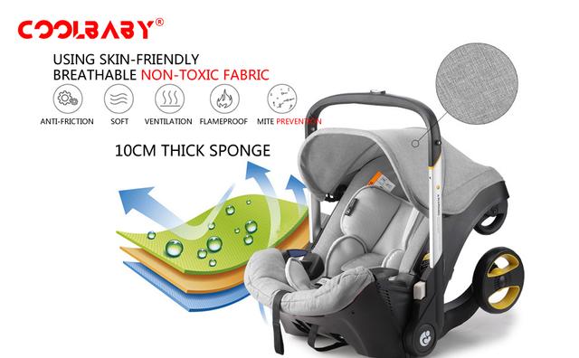 Cool Baby COOLBABY ETAQY01 Baby stroller car seat two-way baby carrier rocking chair cradle four-in-one stroller portable stroller foldable suspension wheel - SW1hZ2U6NTk2OTE3