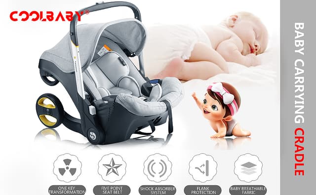 Cool Baby COOLBABY ETAQY01 Baby stroller car seat two-way baby carrier rocking chair cradle four-in-one stroller portable stroller foldable suspension wheel - SW1hZ2U6NTk2OTIx