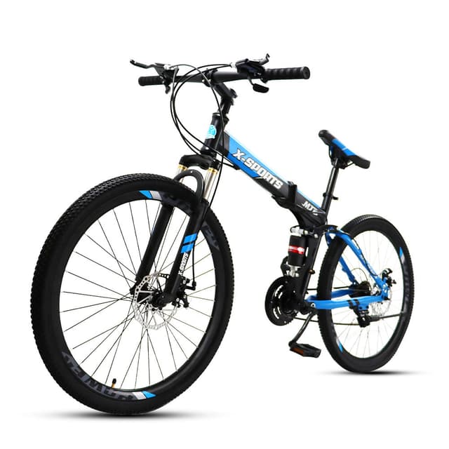 Cool Baby COOLBABY ZXCA2 Mountain Bike 26 inch Folding Bikes with Iron mountain frame, Featuring 30-knife rim and 21 Speed Shifter, Anti-Slip Bicycles（Gifts: helmets and gloves）