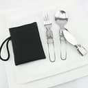 طقم ملاعق وشوك وسكاكين مع شنطة تخزين 3 قطع فضي كول بيبي Cool Baby COOLBABY SSZ009 3 Piece Folding Knife Fork Spoon Set Foldable Cutlery Set Stainless Steel Camping Cutlery Set Travel Hiking with Storage Bag