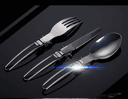طقم ملاعق وشوك وسكاكين مع شنطة تخزين 3 قطع فضي كول بيبي Cool Baby COOLBABY SSZ009 3 Piece Folding Knife Fork Spoon Set Foldable Cutlery Set Stainless Steel Camping Cutlery Set Travel Hiking with Storage Bag
