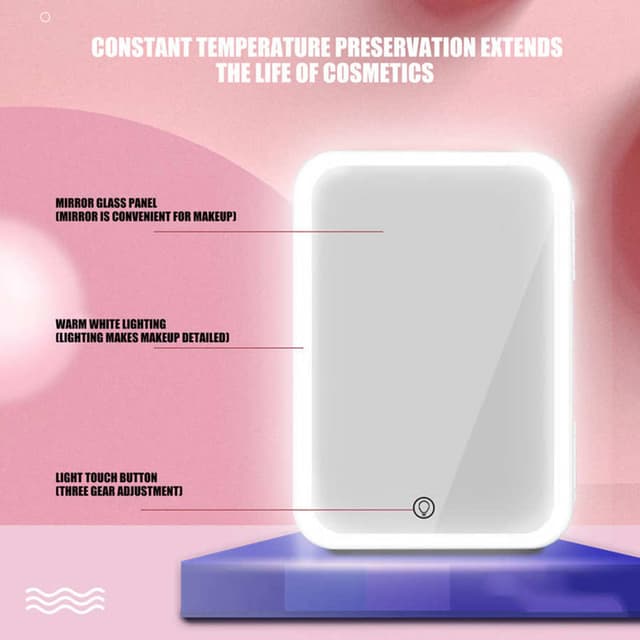 Cool Baby COOLBABY CZBXHZJ Mini Makeup Fridge 8L Portable Cosmetic Refrigerator Beauty Skin Care Freezer in Home & Car With Mirror & Led Lighting