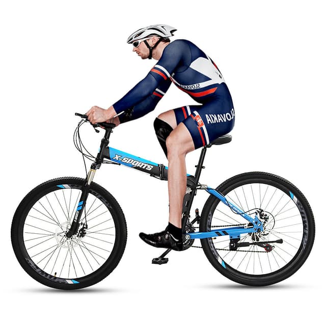 Cool Baby COOLBABY ZXCA2 Mountain Bike 26 inch Folding Bikes with Iron mountain frame, Featuring 30-knife rim and 21 Speed Shifter, Anti-Slip Bicycles（Gifts: helmets and gloves）