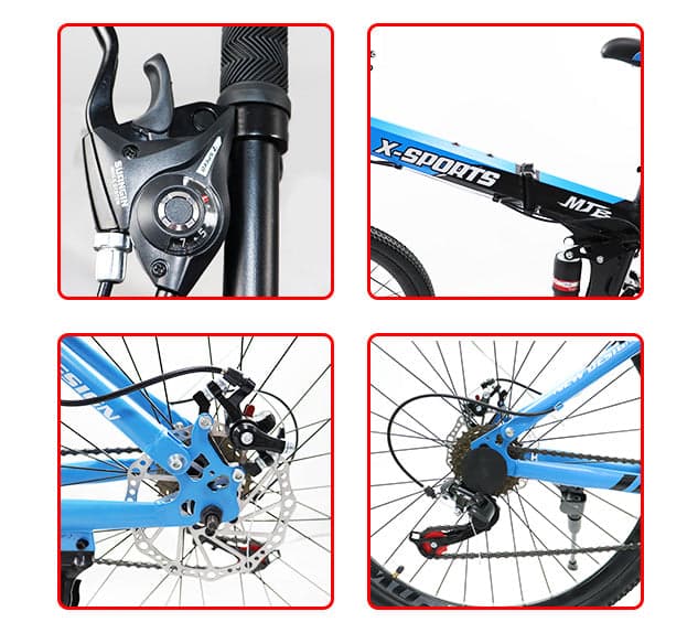 Cool Baby COOLBABY ZXCA2 Mountain Bike 26 inch Folding Bikes with Iron mountain frame, Featuring 30-knife rim and 21 Speed Shifter, Anti-Slip Bicycles（Gifts: helmets and gloves）